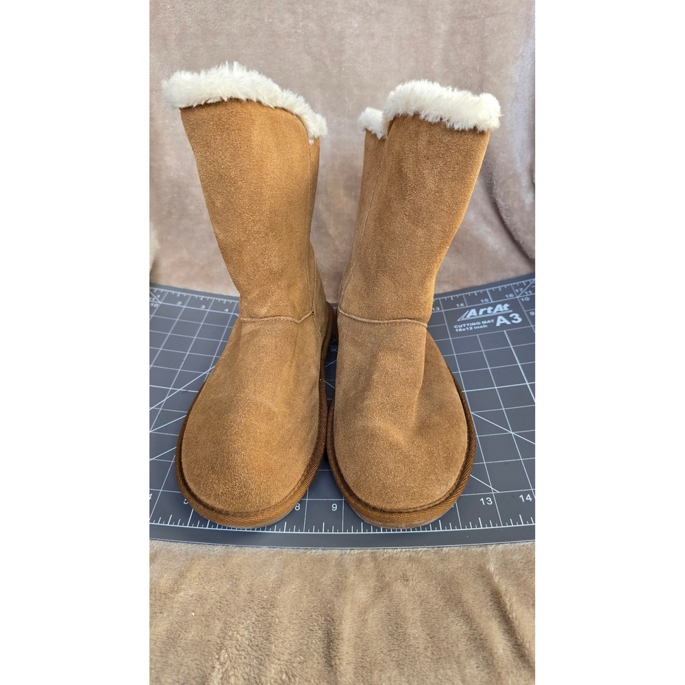 Minnetonka Womens Tan Suede Faux Fur Lined Mid Calf Boots 85711 Size 8